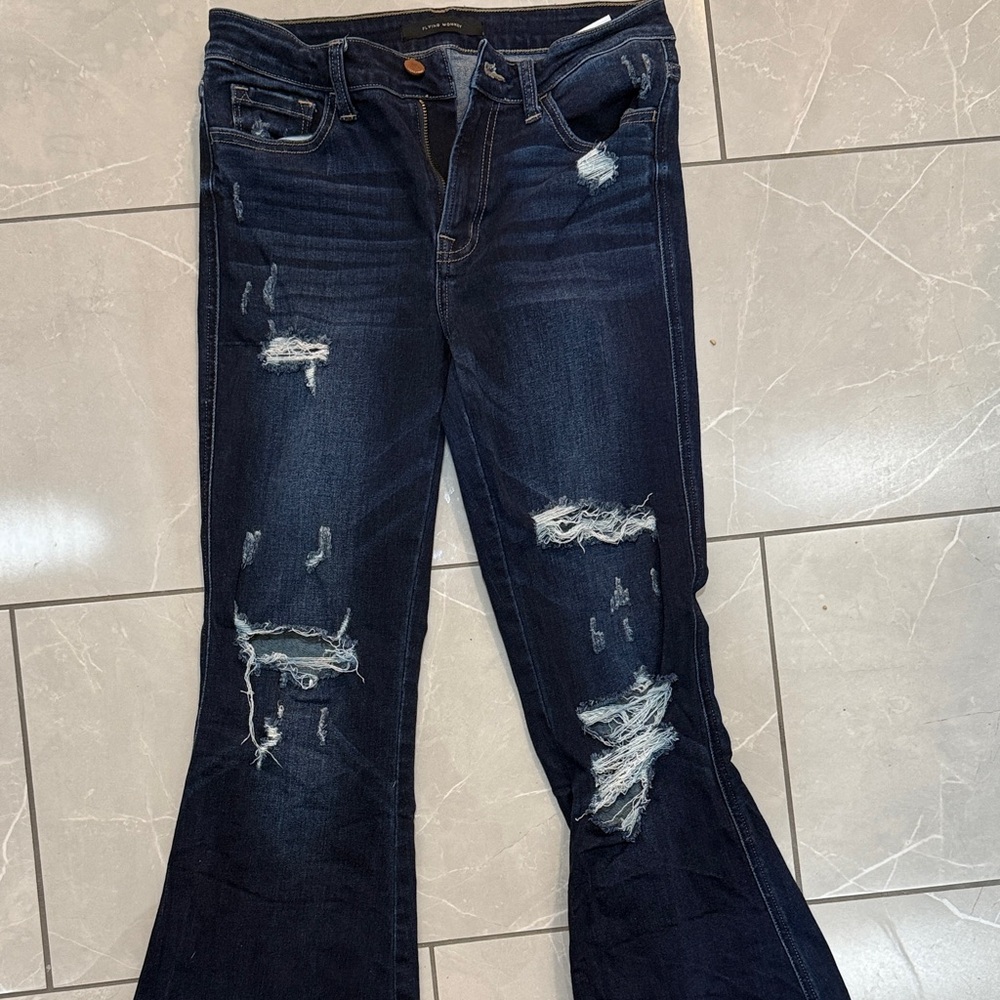 Flying Monkey Dark Blue Flare Jeans - Picture 2 of 3
